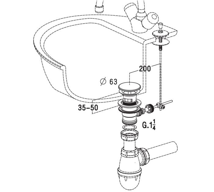 BONDE DE LAVABO AUTOMATIQUE