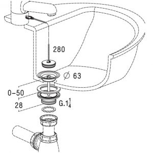 BONDE DE LAVABO À BOUCHON CHAINETTE