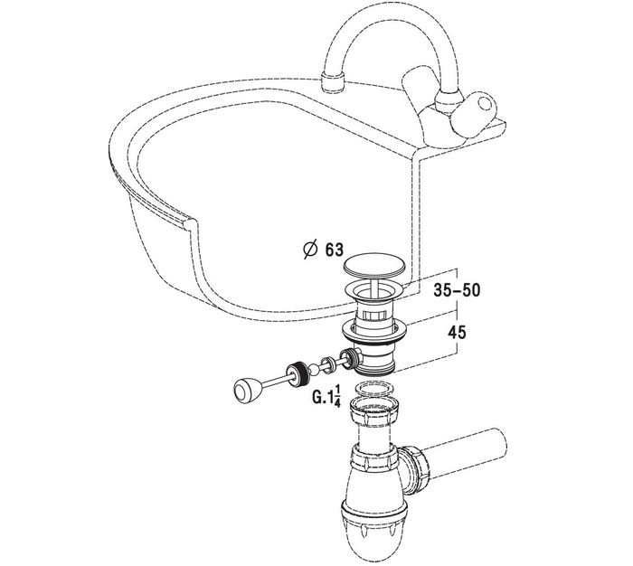 BONDE DE LAVABO À COMMANDE MANUELLE