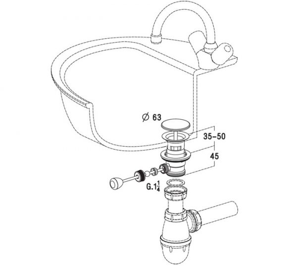 BONDE DE LAVABO À COMMANDE MANUELLE – Image 2