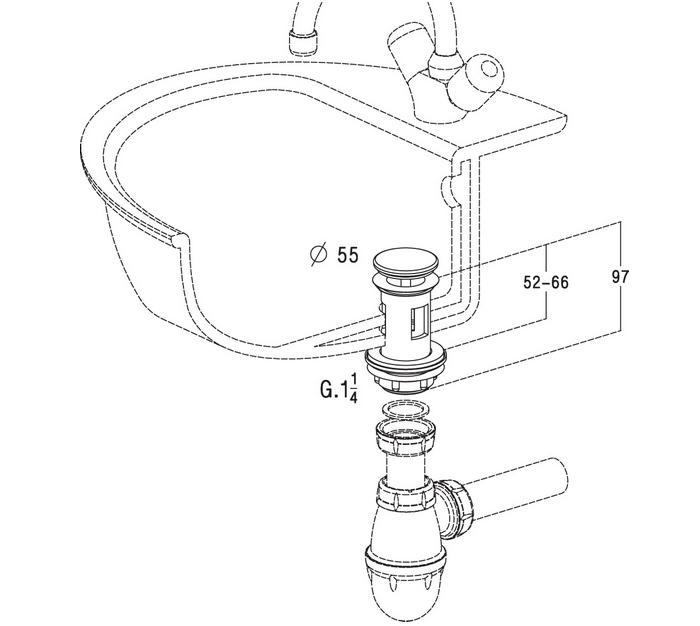 BONDE POUR LAVABO PORCHER