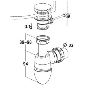 SIPHON DE LAVABO – SORTIE Ø 32