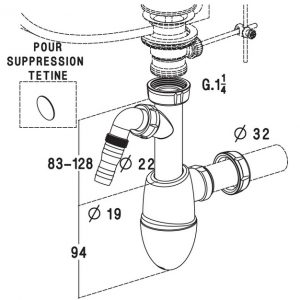 SIPHON DE LAVABO AVEC PRISE MACHINE À LAVER