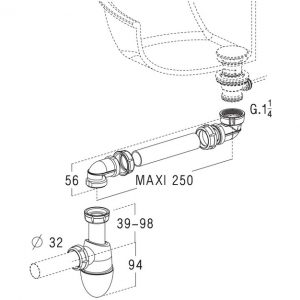 SIPHON UNIVERSEL GAIN DE PLACE, POUR LAVABO