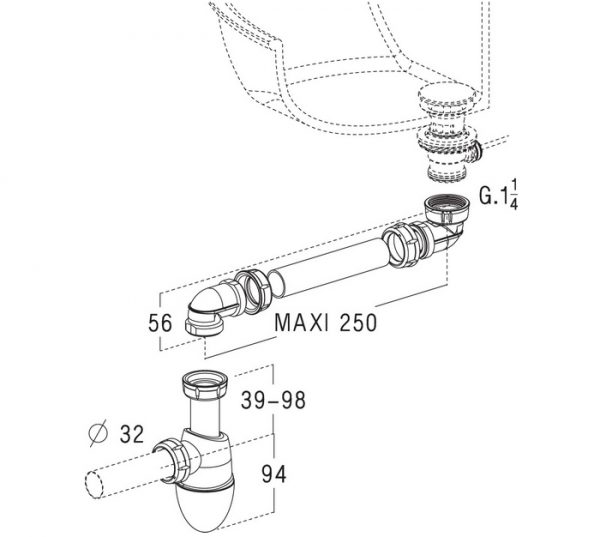 SIPHON UNIVERSEL GAIN DE PLACE, POUR LAVABO – Image 2