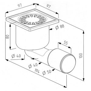 SIPHON DE SOL INOX 10 X 10 CM