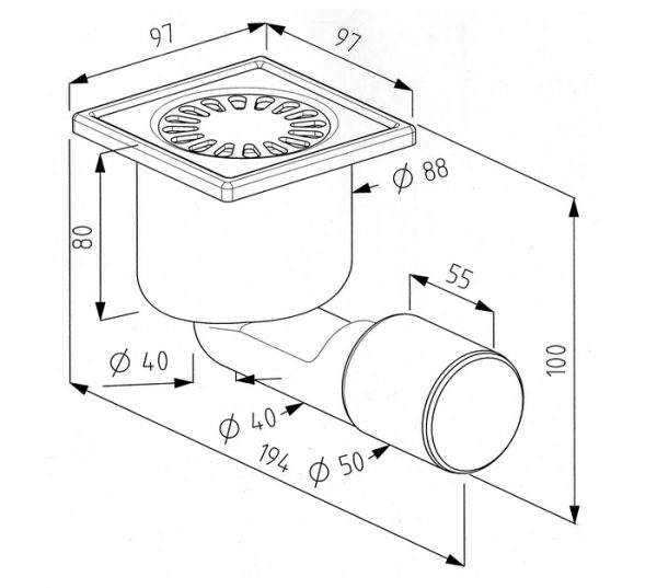 SIPHON DE SOL INOX 10 X 10 CM – Image 2