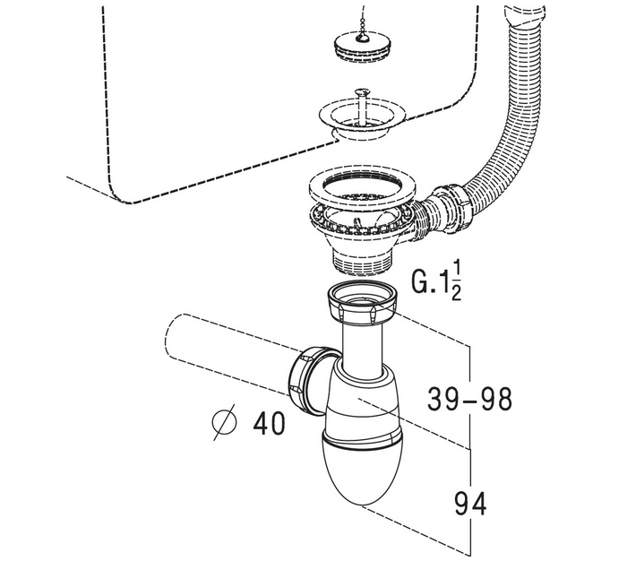 SIPHON D’ÉVIER À JOINTS INTÉGRÉS