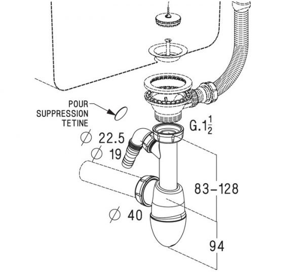 SIPHON D'ÉVIER AVEC PRISE MACHINE À LAVER – Image 2