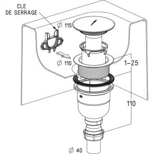 BONDE DE DOUCHE VERTICALE, FINITION CHROMEE