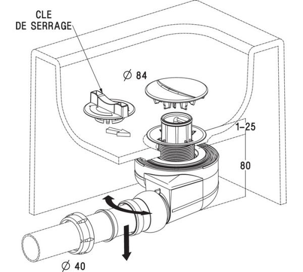 BONDE DE DOUCHE GRAND DÉBIT FINITION CHROMÉE – Image 2