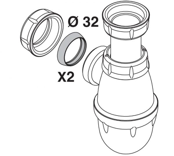 JOINTS CONIQUES POUR SIPHON DE LAVABO Ø32