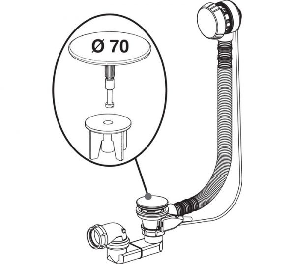 CLAPET RECOUVRANT INOX POUR VIDAGE BAIGNOIRE