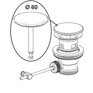 CLAPET RECOUVRANT INOX Ø60 POUR BONDE LAVABO