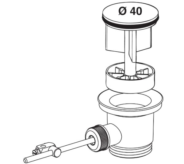 CLAPET RENTRANT Ø 40 EN LAITON POUR LAVABO