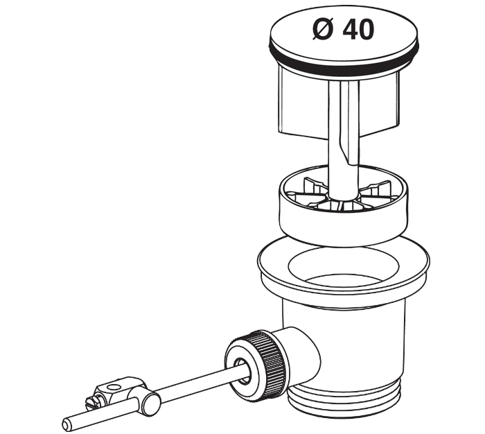 CLAPET RENTRANT Ø 40 EN LAITON POUR LAVABO