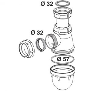 KIT DE 3 JOINTS POUR SIPHON DE LAVABO