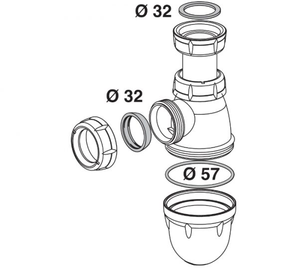 KIT DE 3 JOINTS POUR SIPHON DE LAVABO