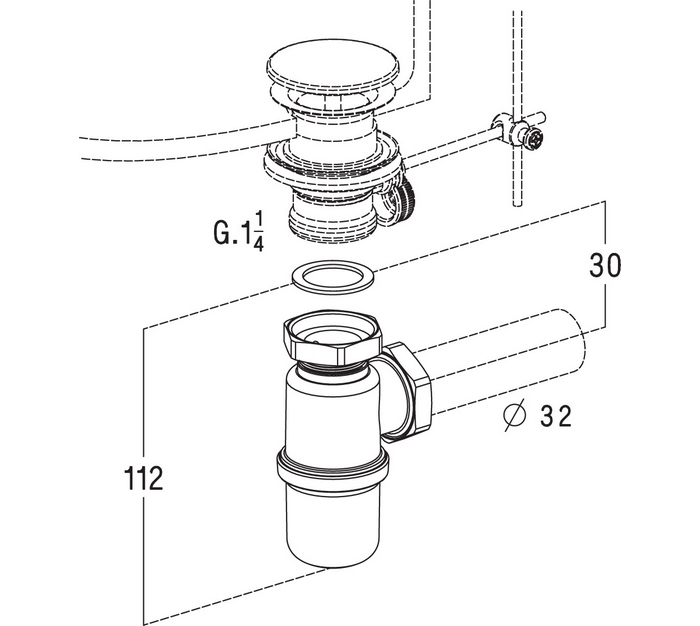 SIPHON DE LAVABO EN LAITON CHROMÉ