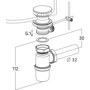 SIPHON DE LAVABO EN LAITON CHROMÉ