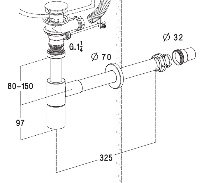 SIPHON LAITON CHROME LONG