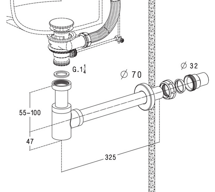 SIPHON LAITON CHROME