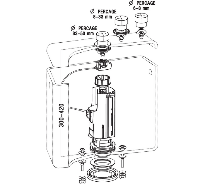 CHASSE D’EAU ÉCONOMIQUE, DOUBLE VOLUME