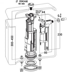 CHASSE D’EAU À ÉTRIER + ROBINET FLOTTEUR