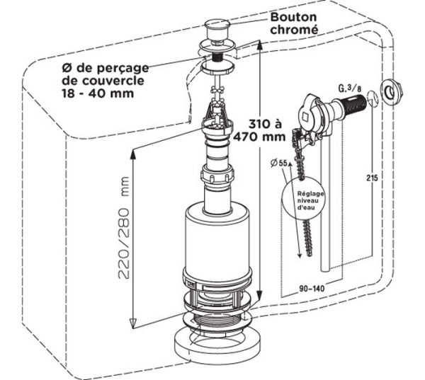 CHASSE D'EAU À TIRETTE + ROBINET FLOTTEUR – Image 2
