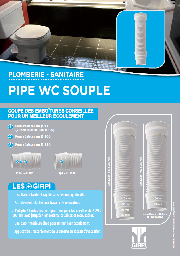 Lire la suite à propos de l’article Pipe souple WC