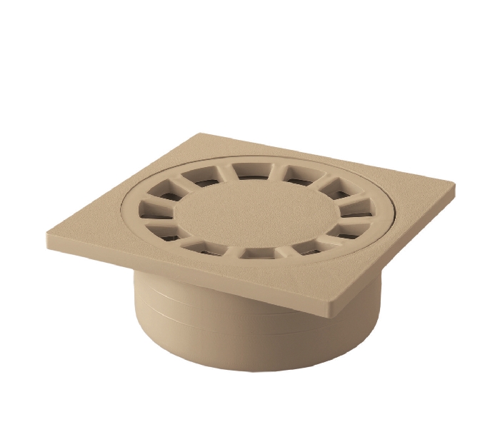 SIPHON DE COUR À EMBOÎTURE INCORPORÉE VERTICALE – SABLE – 150 x 150 – Polypropylène