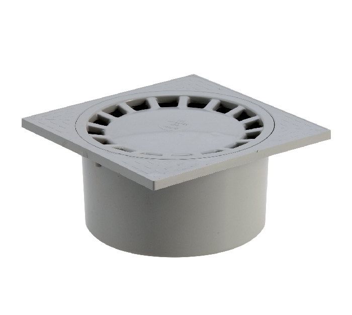 SIPHON DE COUR À EMBOÎTURE INCORPORÉE VERTICALE – GRIS – 150 x 150 – PVC