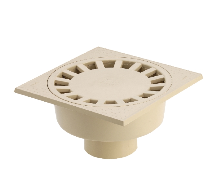 SIPHON DE COUR À EMBOÎTURE EXTÉRIEURE VERTICALE – SABLE – 250 x 250 – PVC