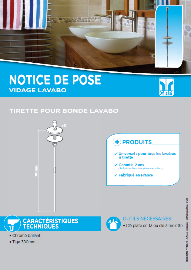 Lire la suite à propos de l’article Notice de pose bonde a tirette lavabo