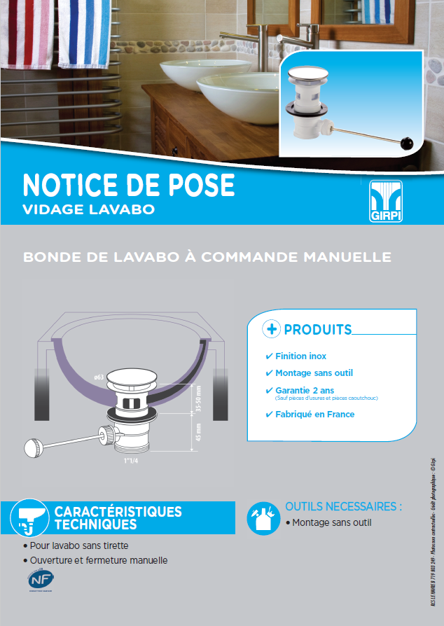 Lire la suite à propos de l’article Notice de pose bonde de lavabo