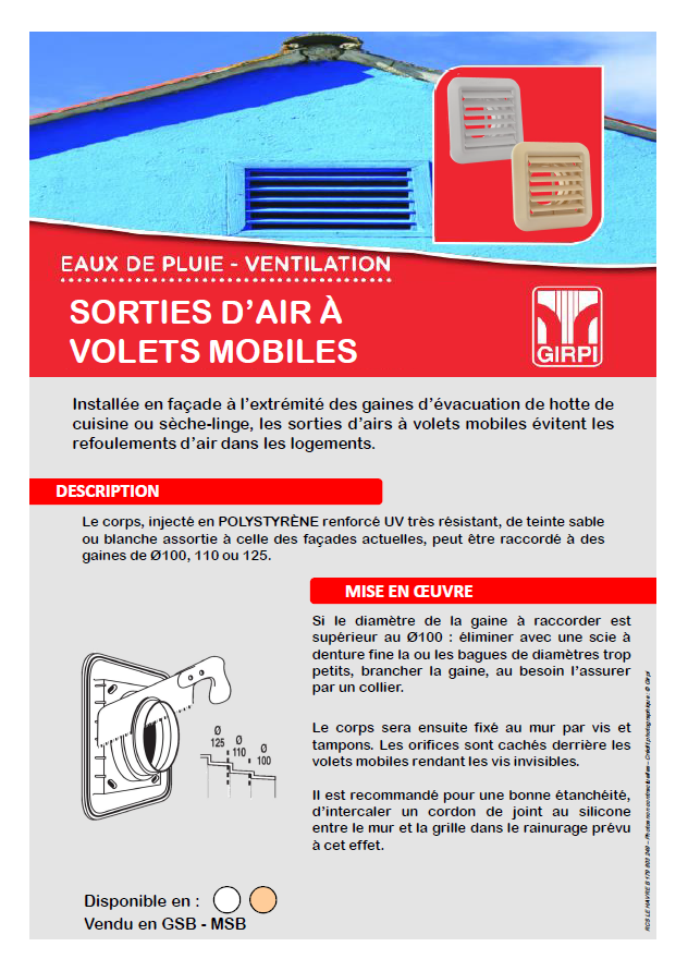 Lire la suite à propos de l’article Sortie d’air volets mobiles