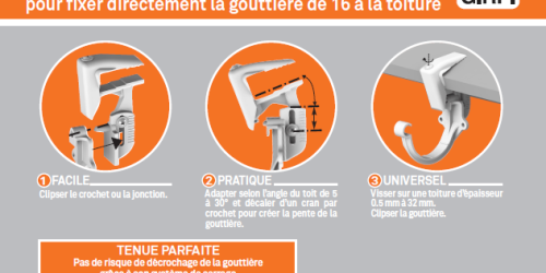 Attache pour gouttière de 16